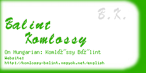 balint komlossy business card